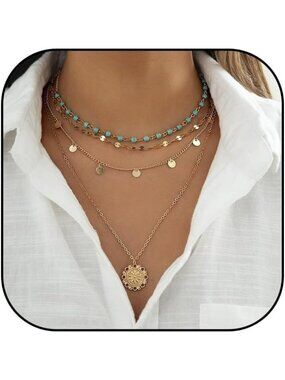 Women's C:flower Layered Boho Necklaces Cowgirl Jewellery Accessories Outfits